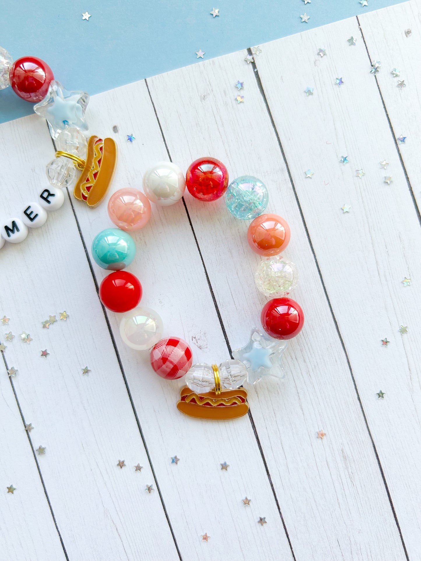 Summer Hot Dog Charm Bracelet - Customizable