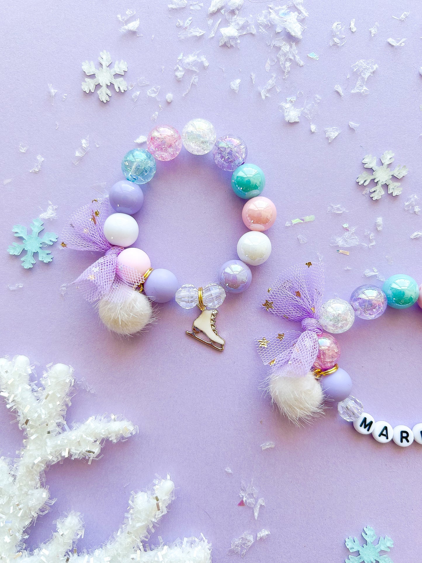 Ice Skate Figure Skater Christmas Holiday Winter Kids Charm Bracelet