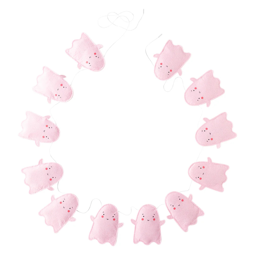 A Little Ghoul Puffy Pink Ghost Felt Banner - Occasions by Shakira
