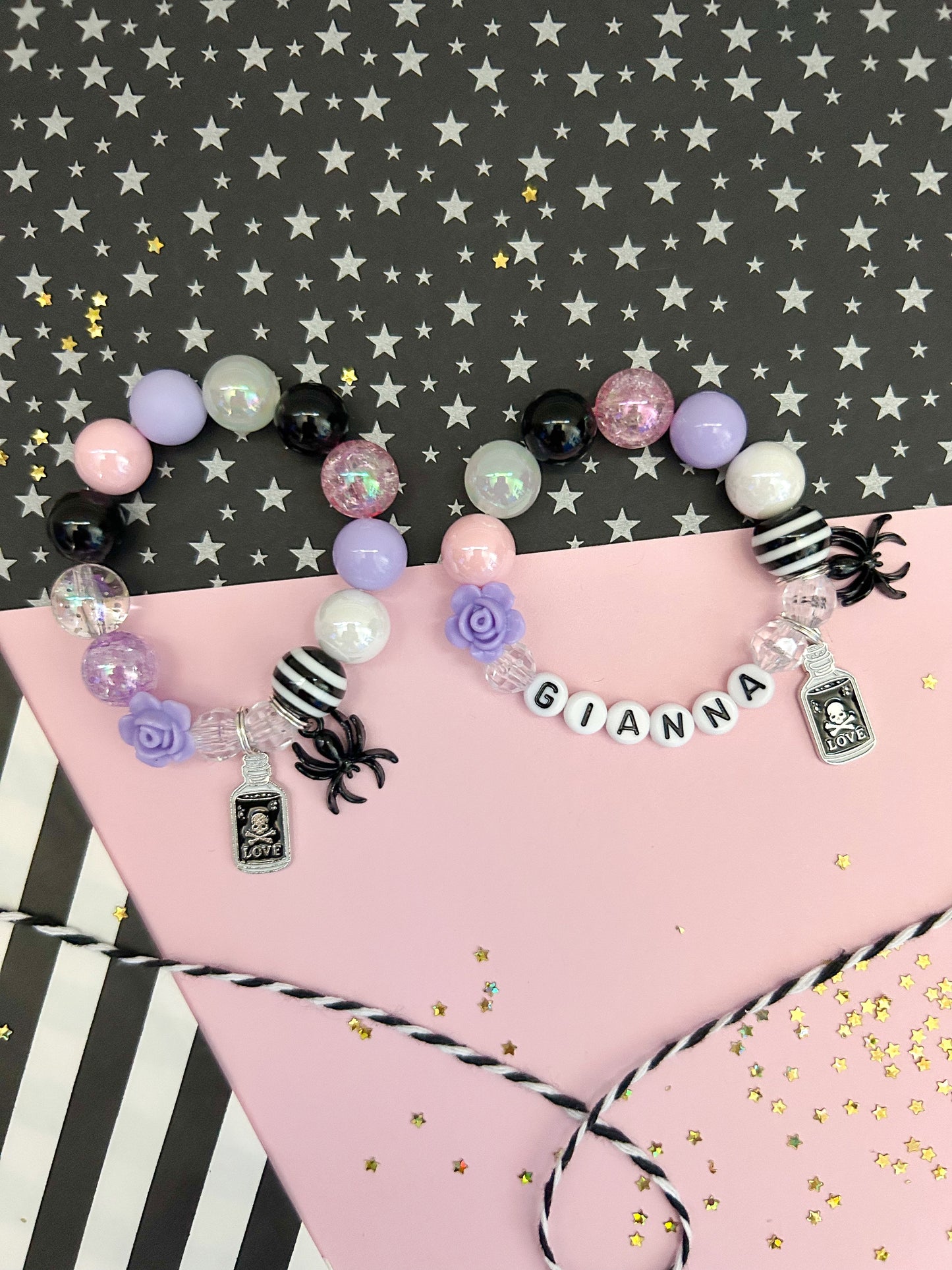 Halloween Magic Love Potion Kids Charm Bracelet, Personalized, Custom Name