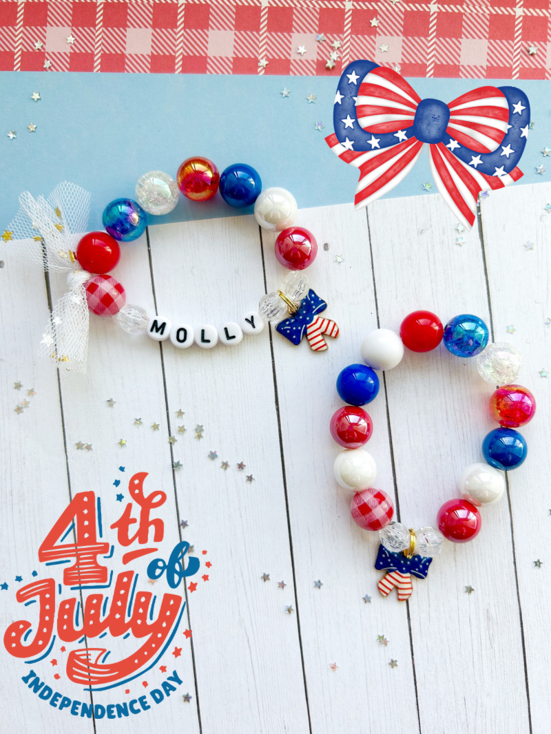 Patriotic Ribbon Charm Bracelet - Customizable