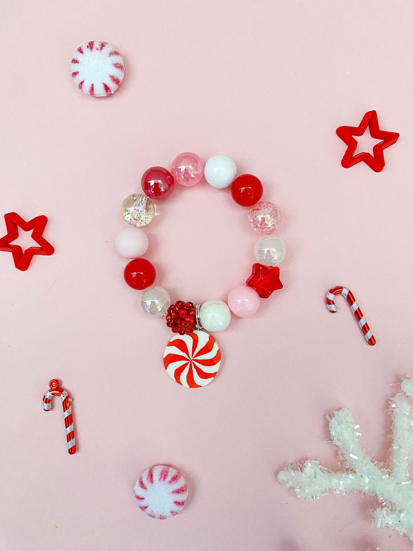Christmas Peppermint Charm Bracelet - Customizable