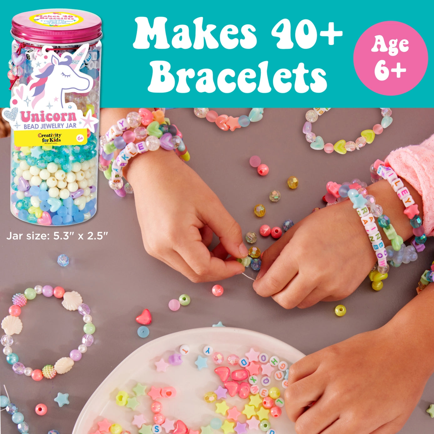 Bead Jewelry Jar - DIY Bracelet Craft Kit for Kids: Unicorn
