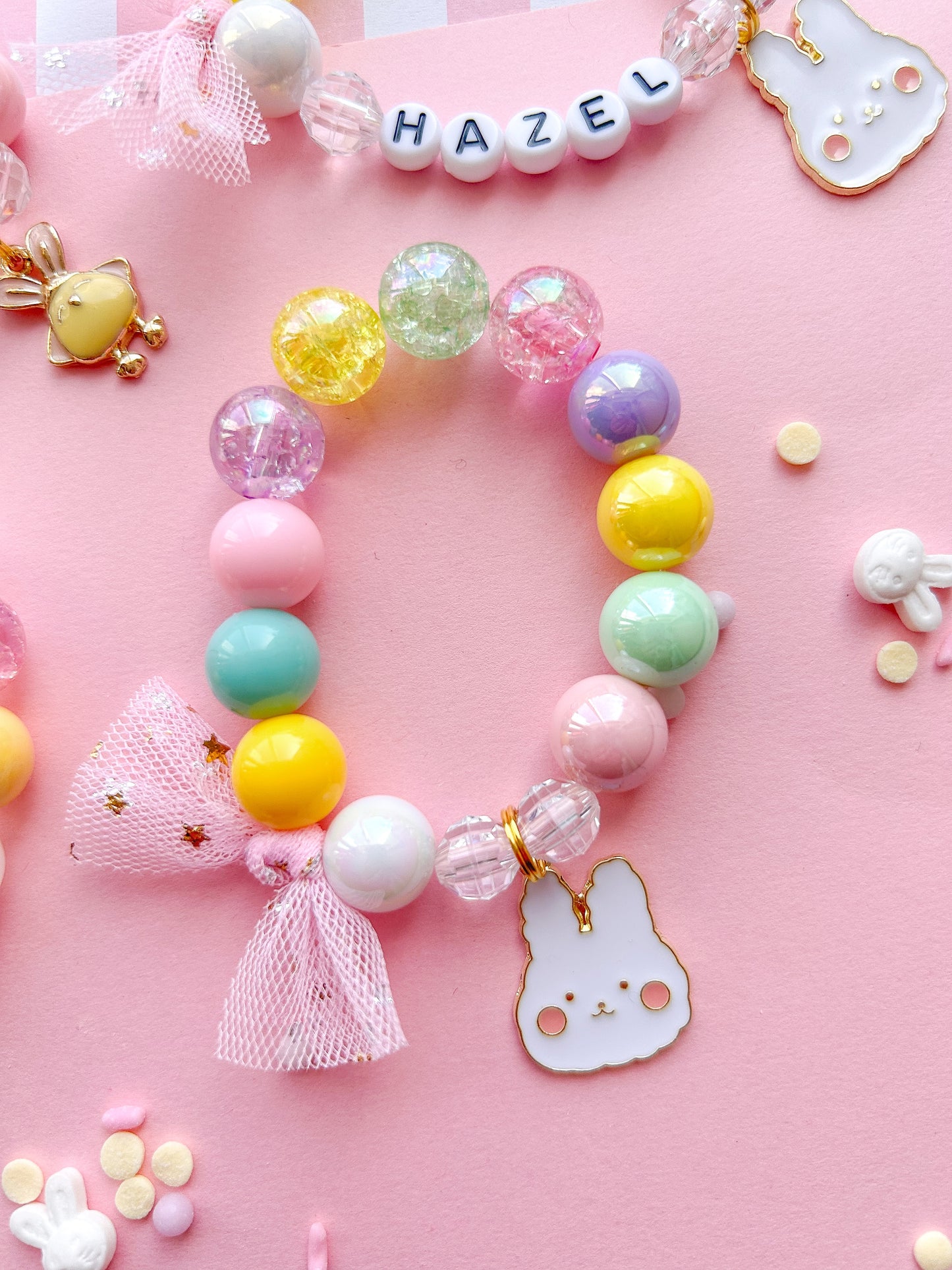 Cute Bunny Beaded Charm Bracelet