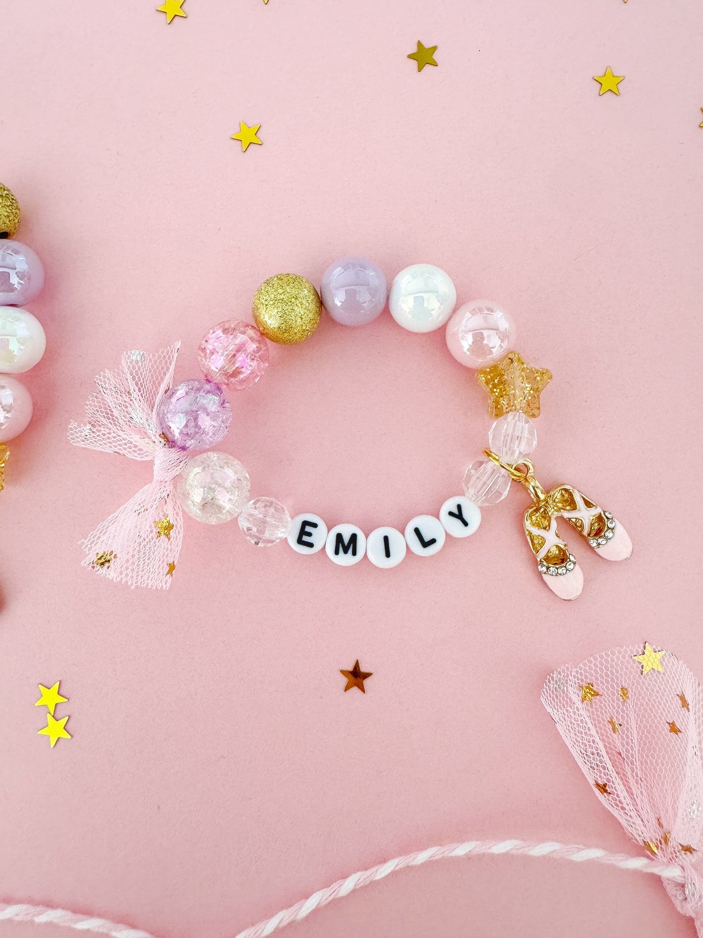 Pink Ballet Recital Ballerina Charm Bracelet- Customizable