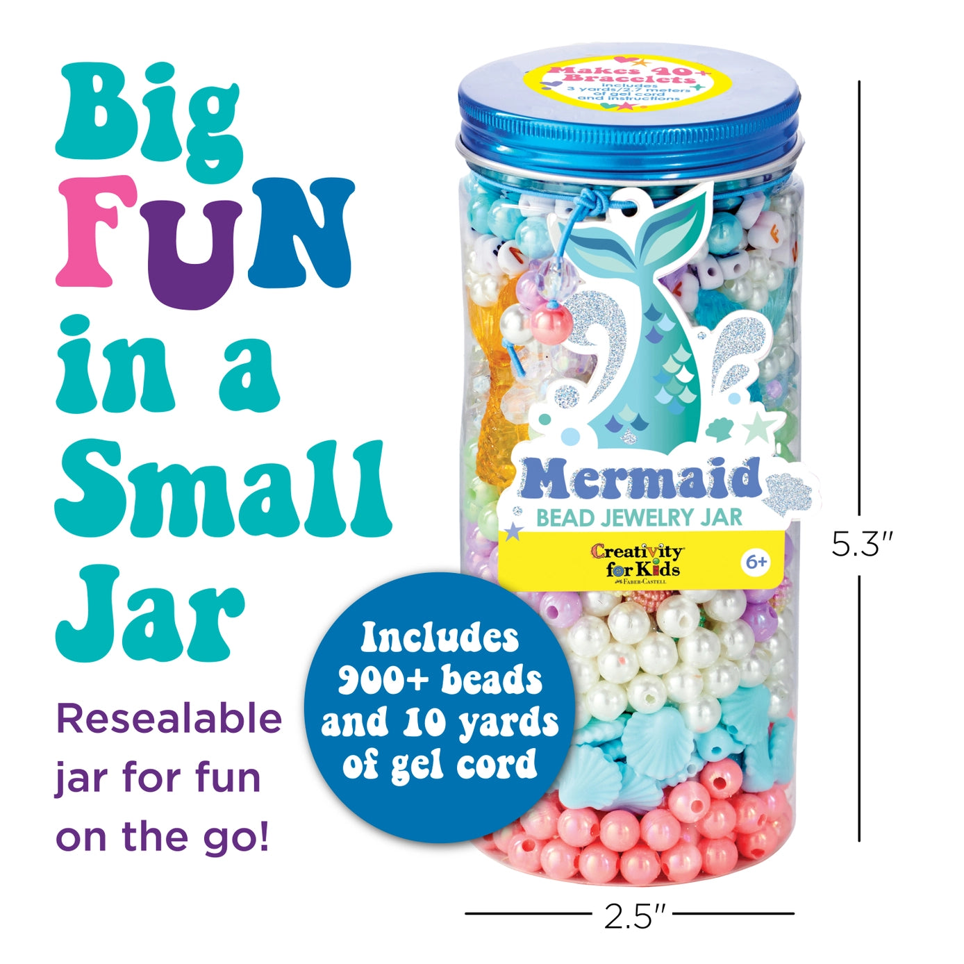 Bead Jewelry Jar - DIY Bracelet Craft Kit for Kids: Mermaid