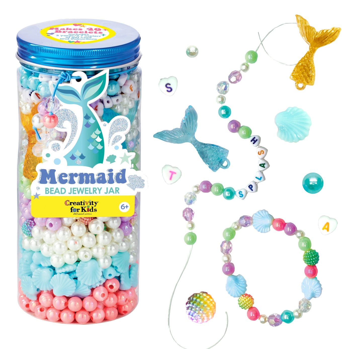 Bead Jewelry Jar - DIY Bracelet Craft Kit for Kids: Mermaid