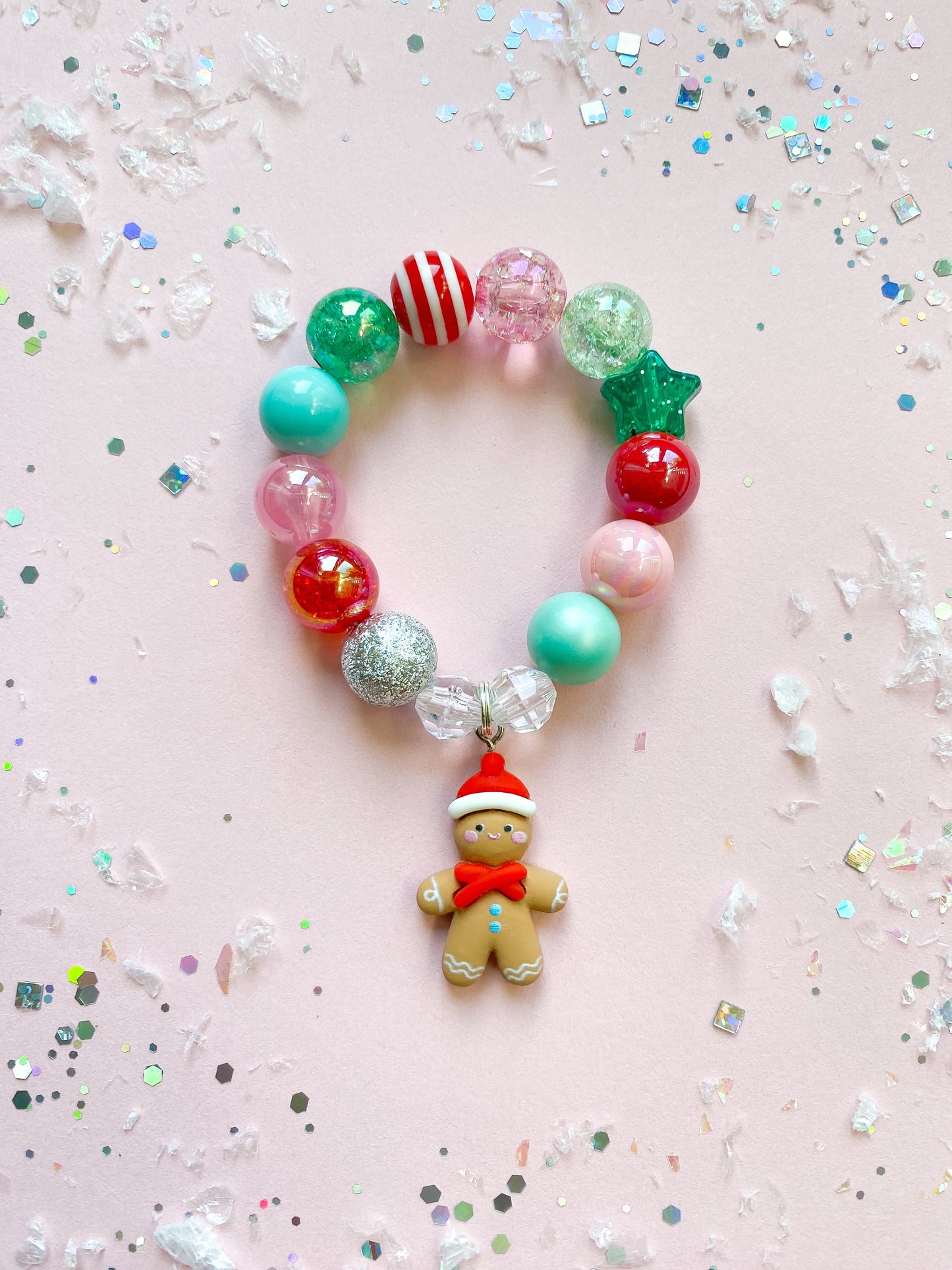 Gingerbread Man Charm Bracelet, Personalized Custom Name