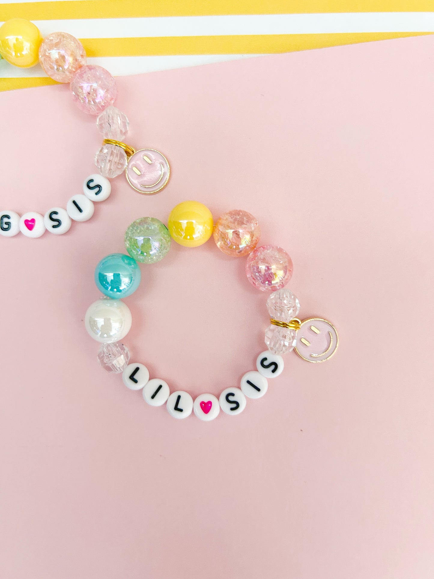Smile! Big Sis OR Lil Sis Charm Bracelet
