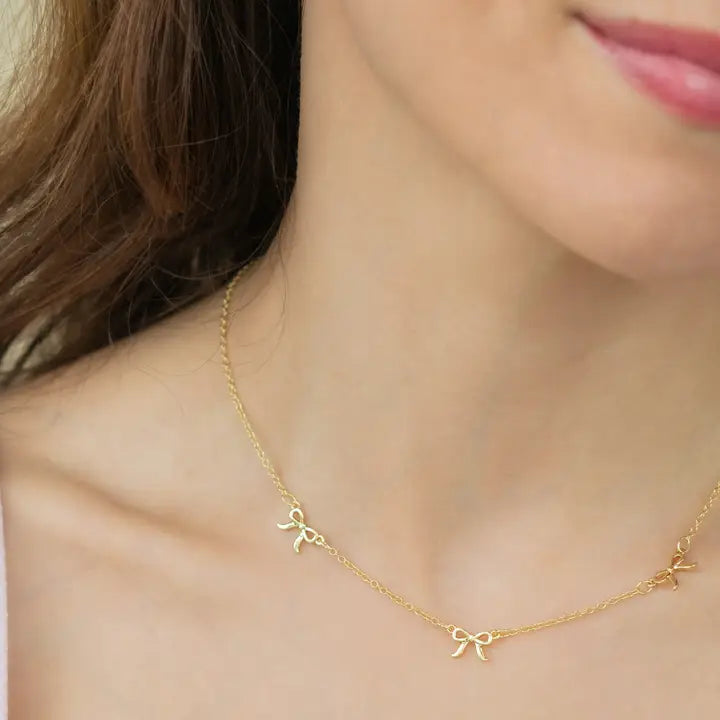 Beautiful Bows - 3 Bow Necklace - Gold