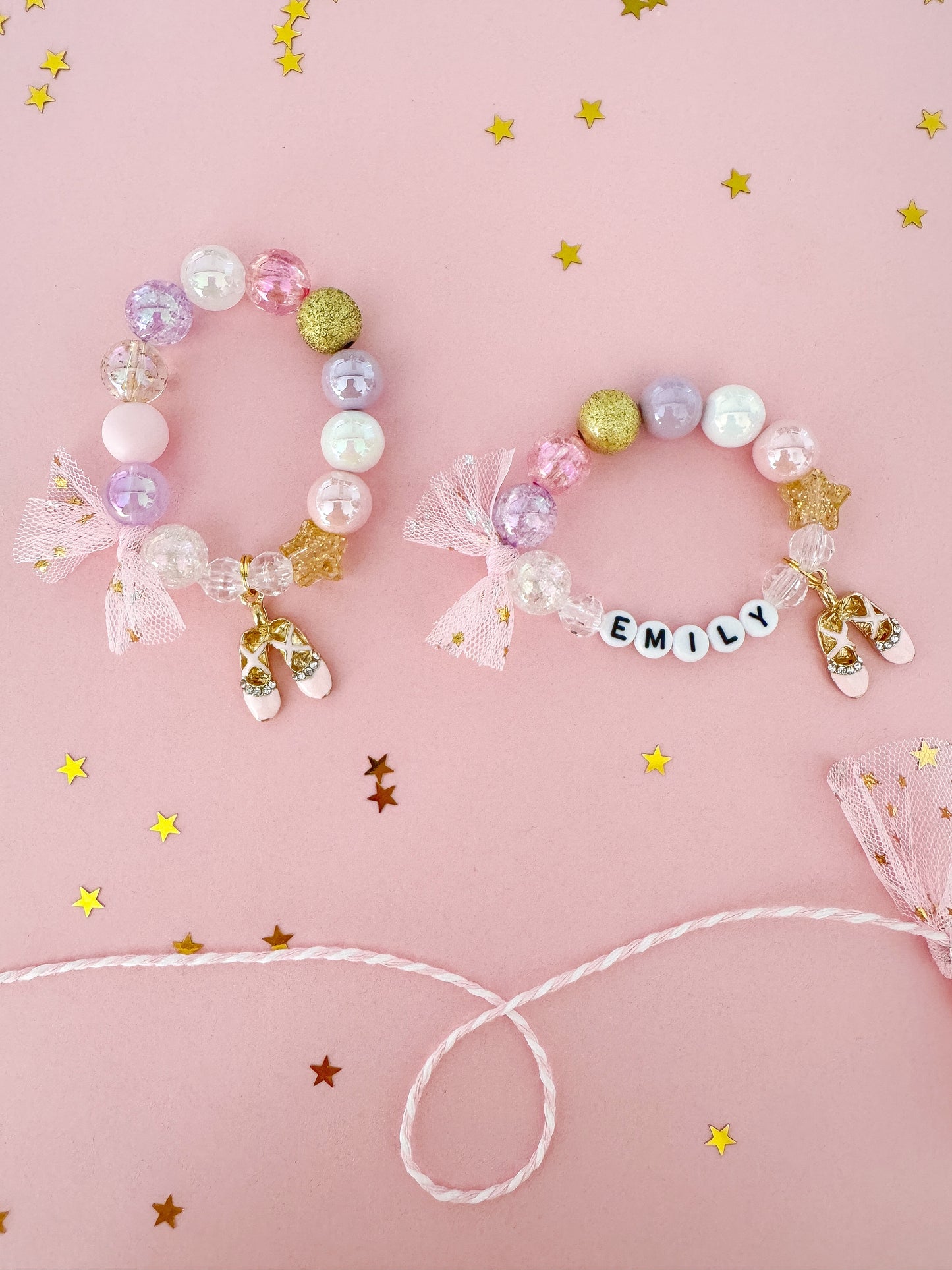 Pink Ballet Recital Ballerina Charm Bracelet- Customizable