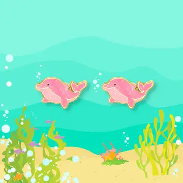 Stud Earrings - Hypoallergenic, Lead and Nickel Free - Dazzling Dolphin