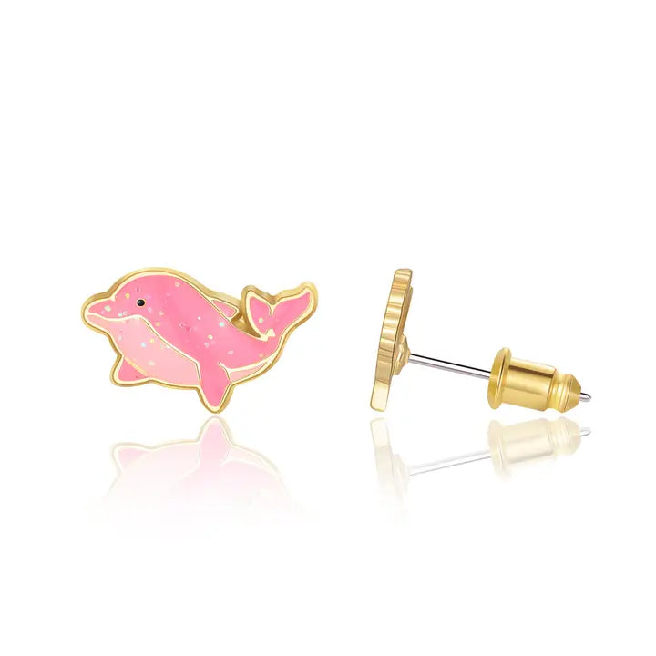 Stud Earrings - Hypoallergenic, Lead and Nickel Free - Dazzling Dolphin
