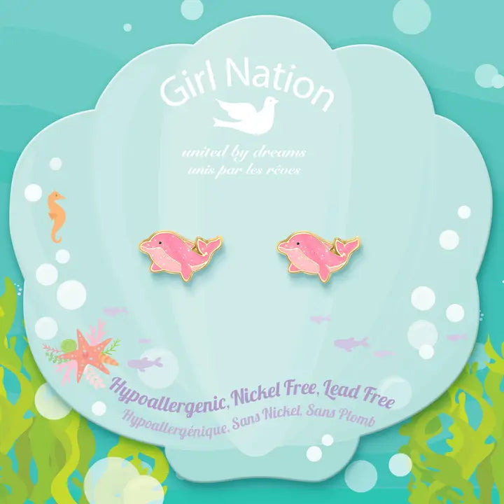 Stud Earrings - Hypoallergenic, Lead and Nickel Free - Dazzling Dolphin