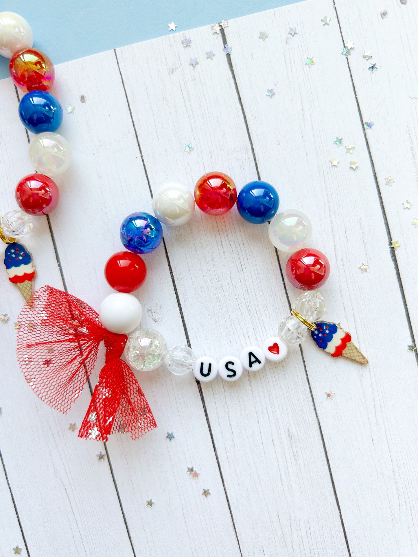 4th of July Summer Ice Cream Charm Bracelet