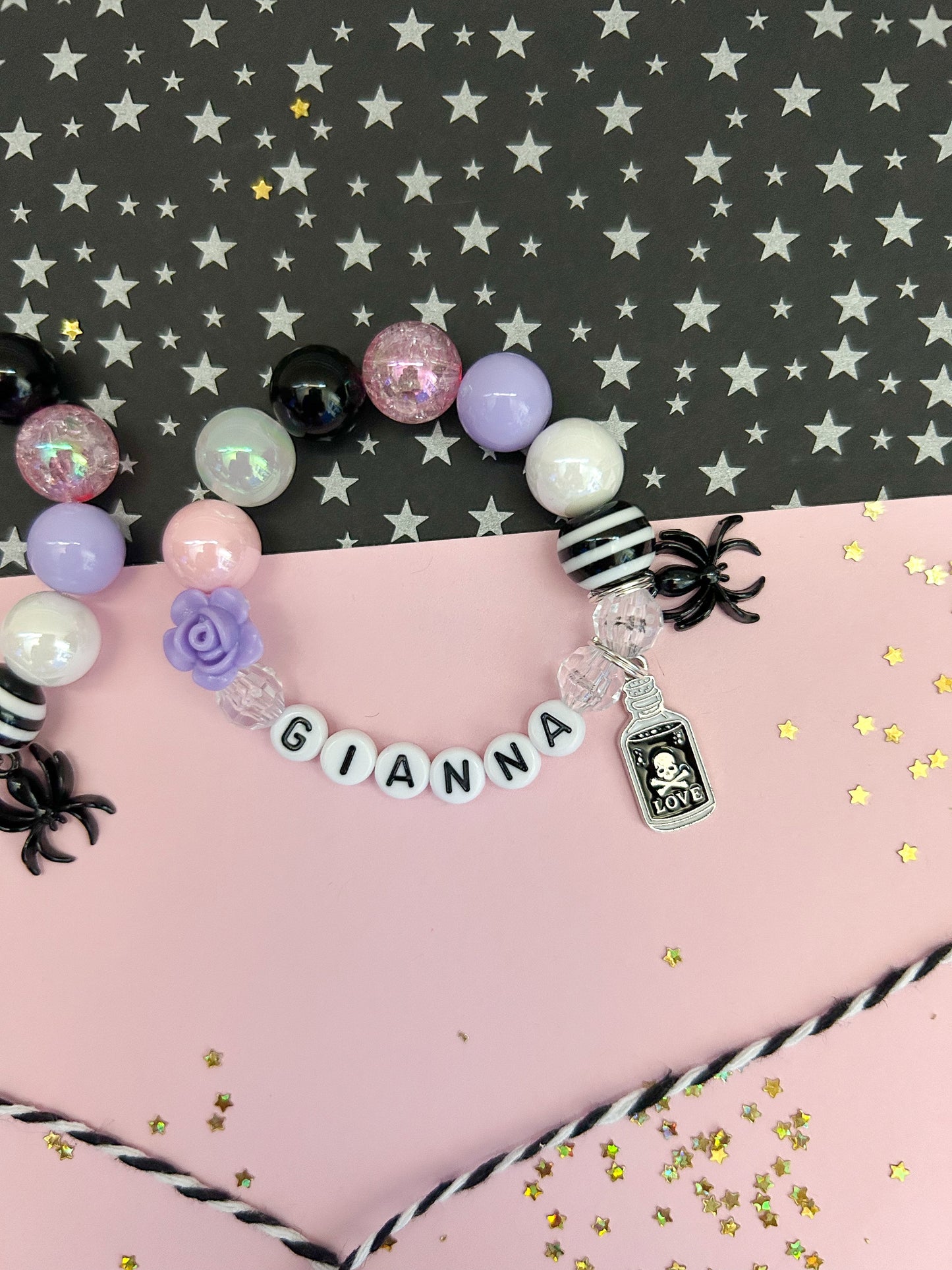 Halloween Magic Love Potion Kids Charm Bracelet, Personalized, Custom Name