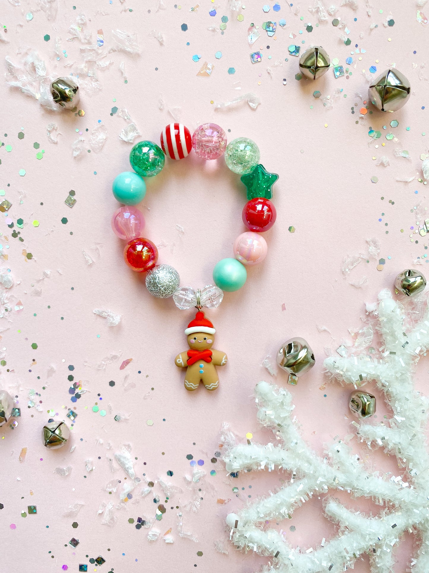 Gingerbread Man Charm Bracelet, Personalized Custom Name