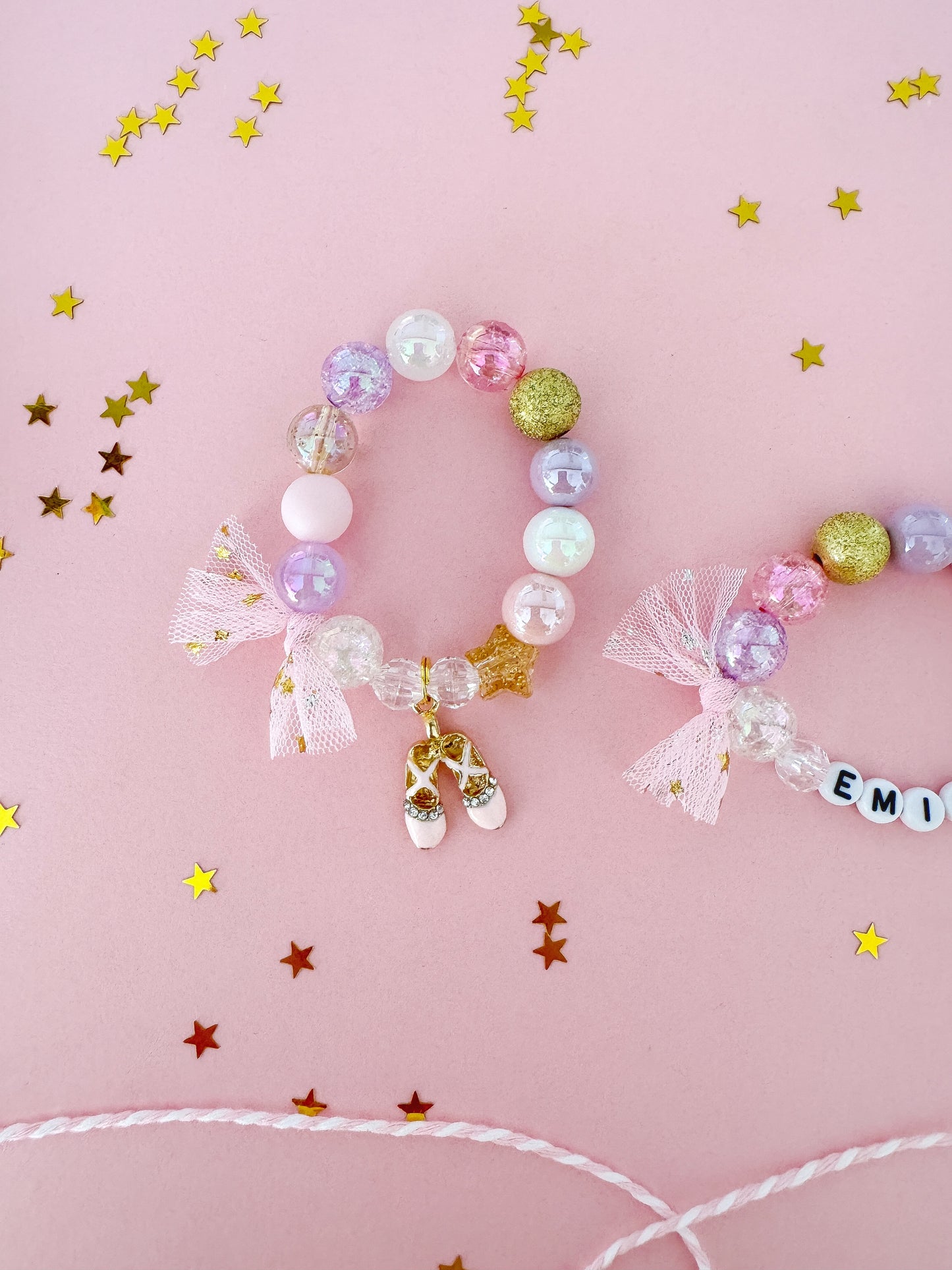 Pink Ballet Recital Ballerina Charm Bracelet- Customizable
