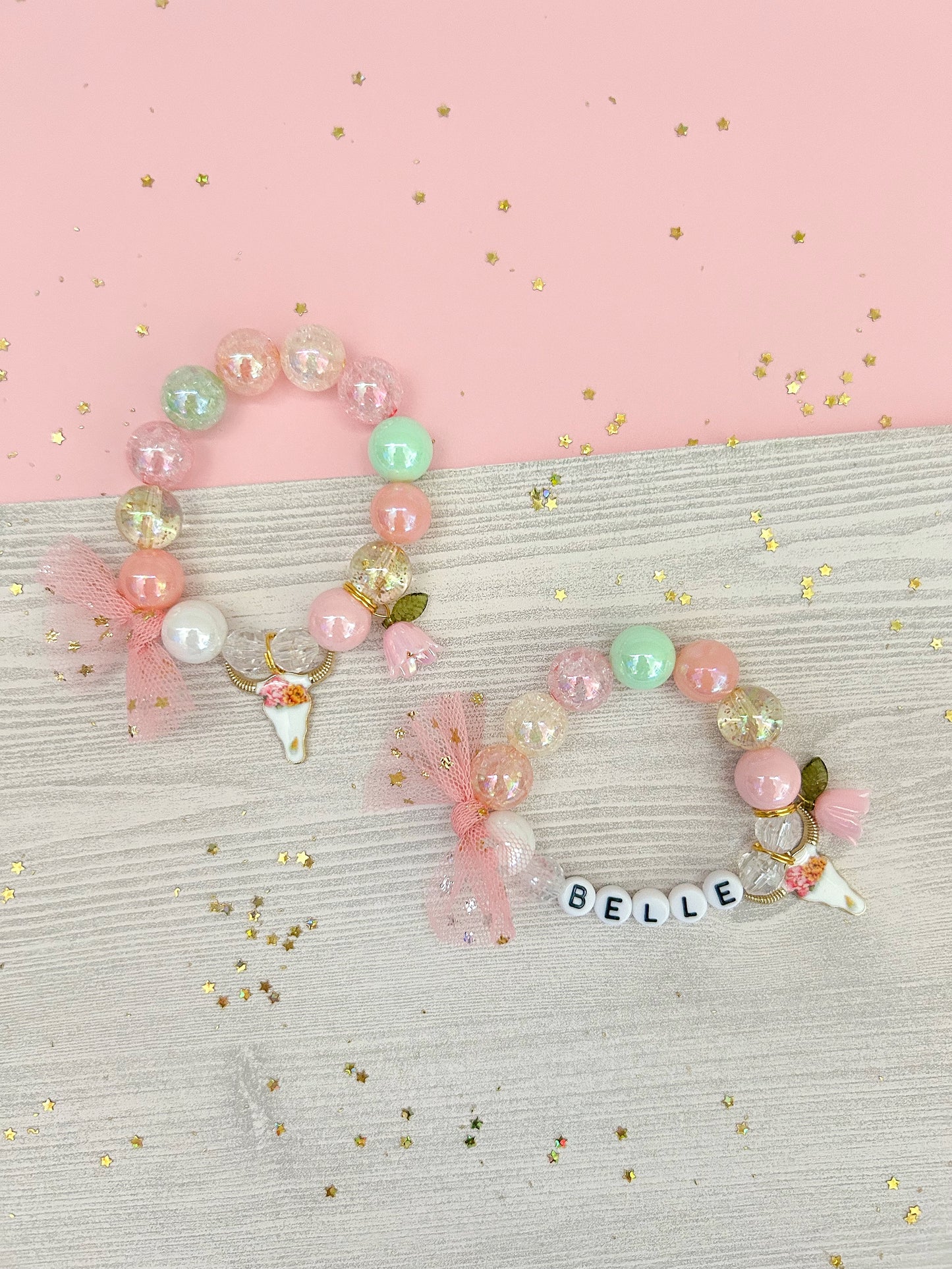 Cowgirl Cow Lily of the Valley Kids and Adult Charm Bracelet, Personalized Custom Name