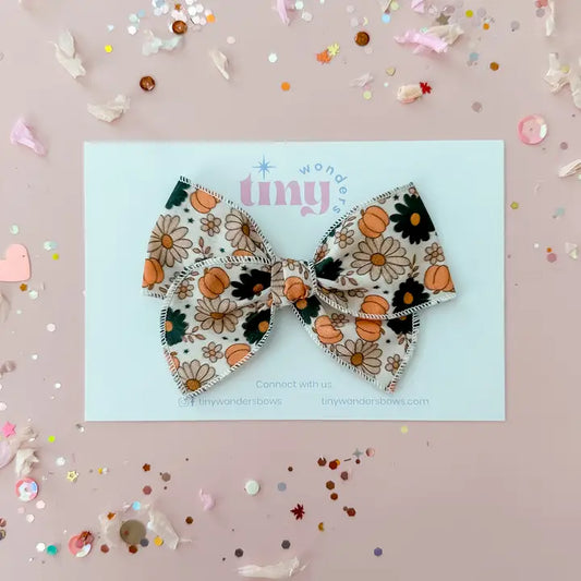 Hair Bow - Halloween Pumpkin Floral
