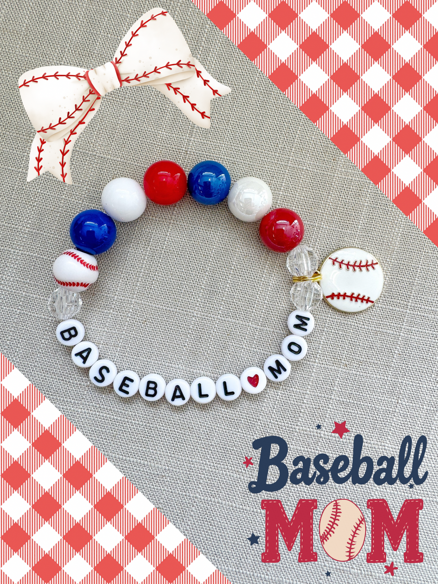 Baseball Mom or Baseball Sis Customizable Charm Bracelet