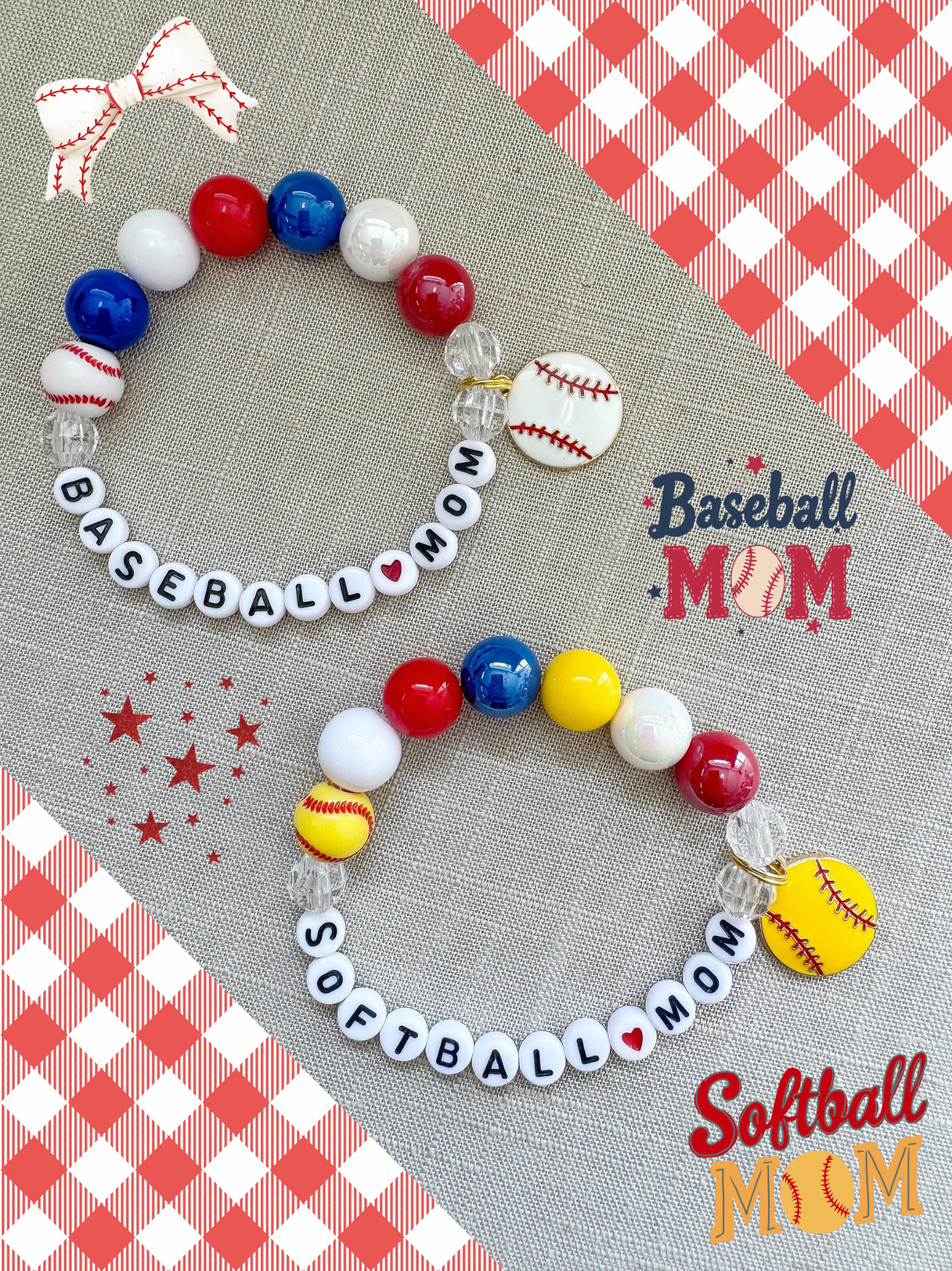 Baseball Mom or Baseball Sis Customizable Charm Bracelet