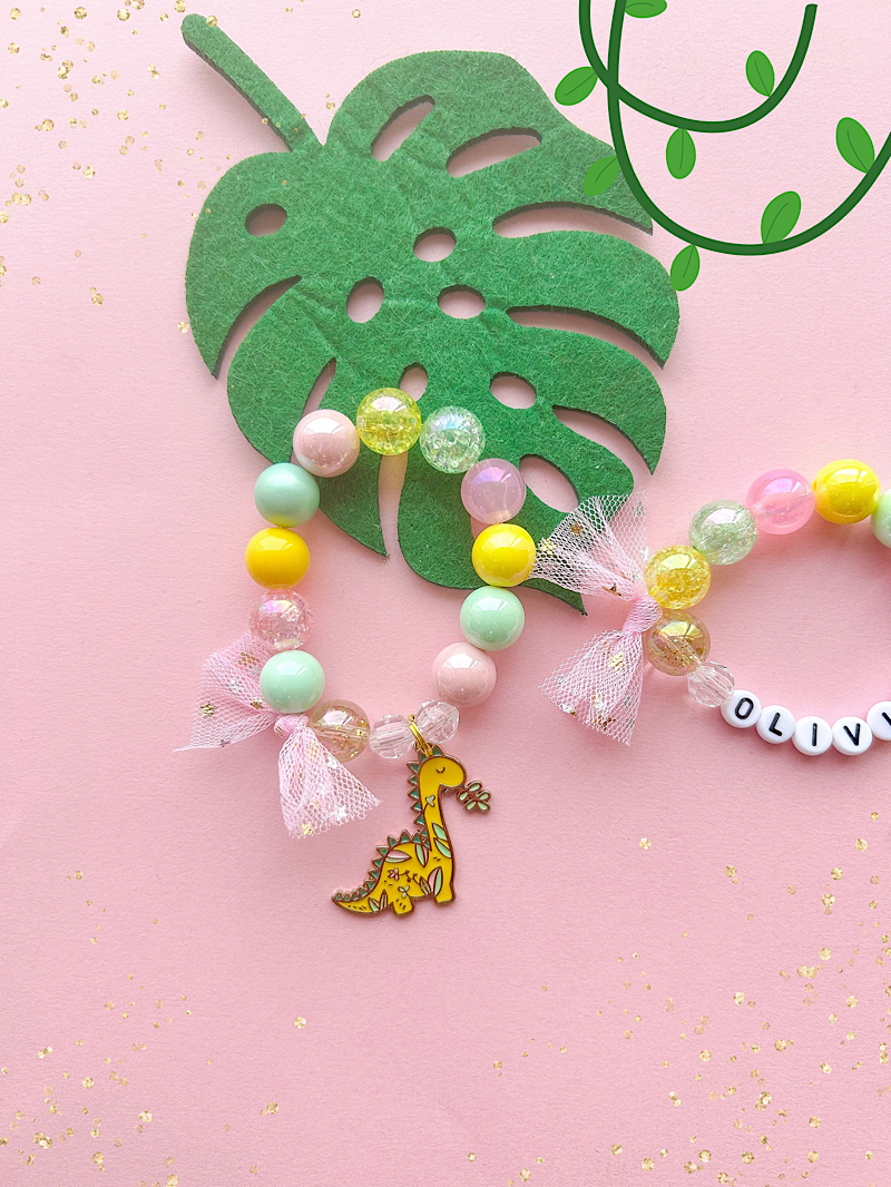 Dinosaur Kids Beaded Charm Bracelet