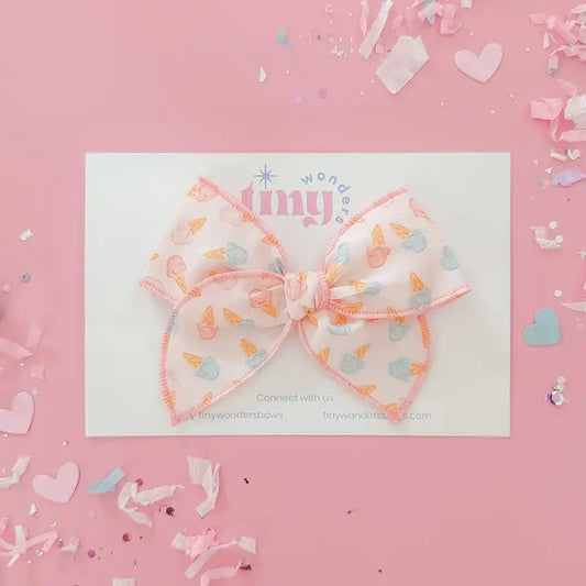 Hair Bow - Ice Creams - Pink