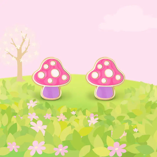 Stud Earrings - Hypoallergenic, Lead and Nickel Free - Mini Mushroom