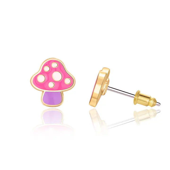 Stud Earrings - Hypoallergenic, Lead and Nickel Free - Mini Mushroom