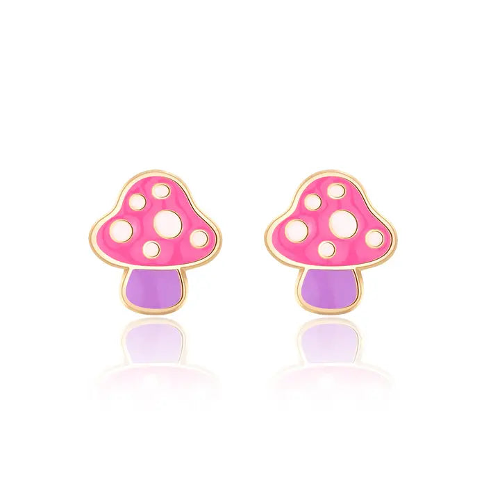 Stud Earrings - Hypoallergenic, Lead and Nickel Free - Mini Mushroom