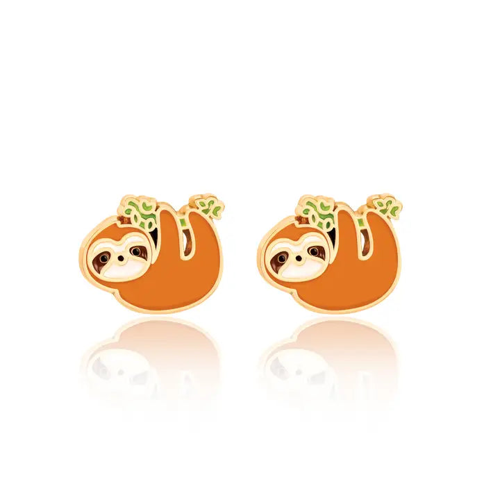 Stud Earrings - Hypoallergenic, Lead and Nickel Free - Playful Sloth