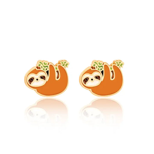 Stud Earrings - Hypoallergenic, Lead and Nickel Free - Playful Sloth