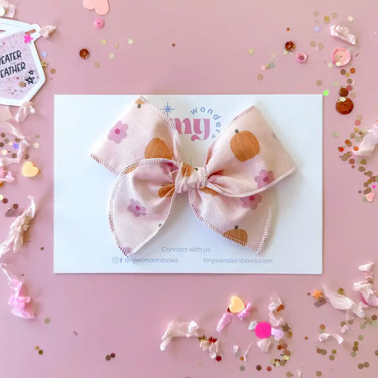 Hair Bow - Pumpkins & Flowers