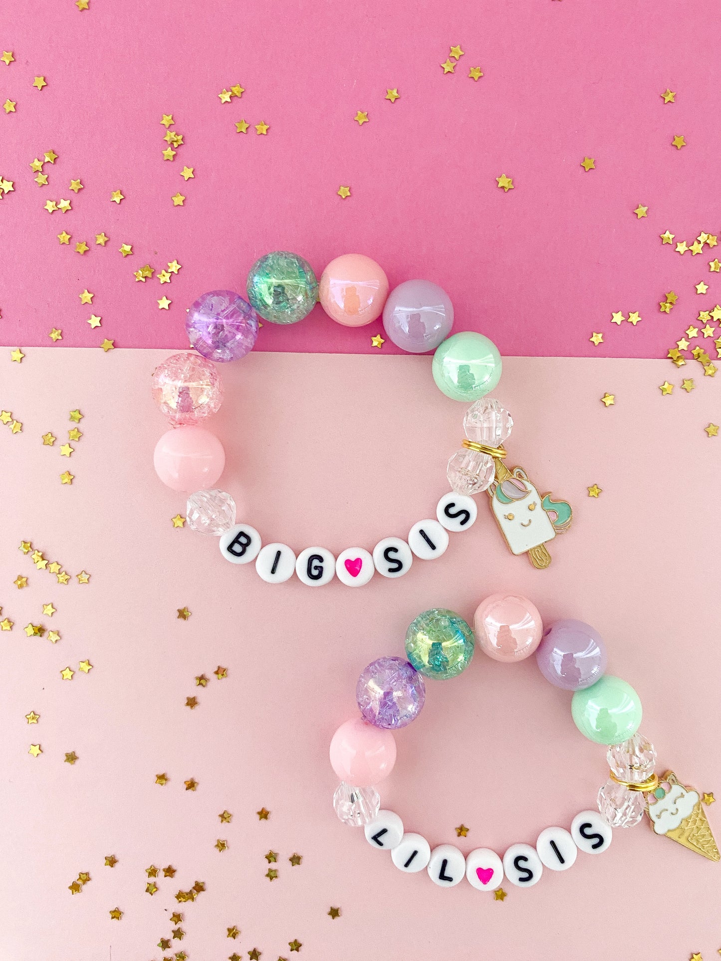 Sweet Unicorns Big Sis OR Lil Sis Charm Bracelet