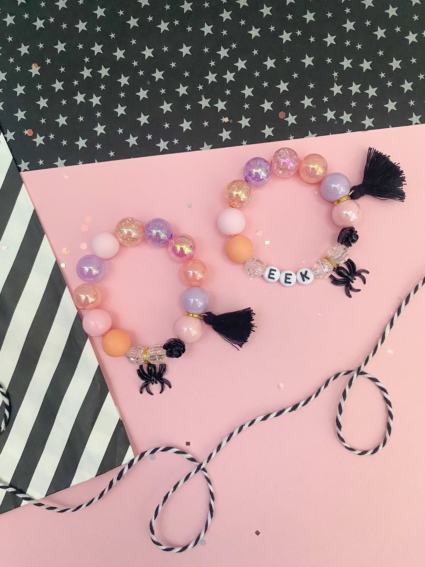 Halloween Spooky Spider Kids Charm Bracelet, Personalized, Custom Name