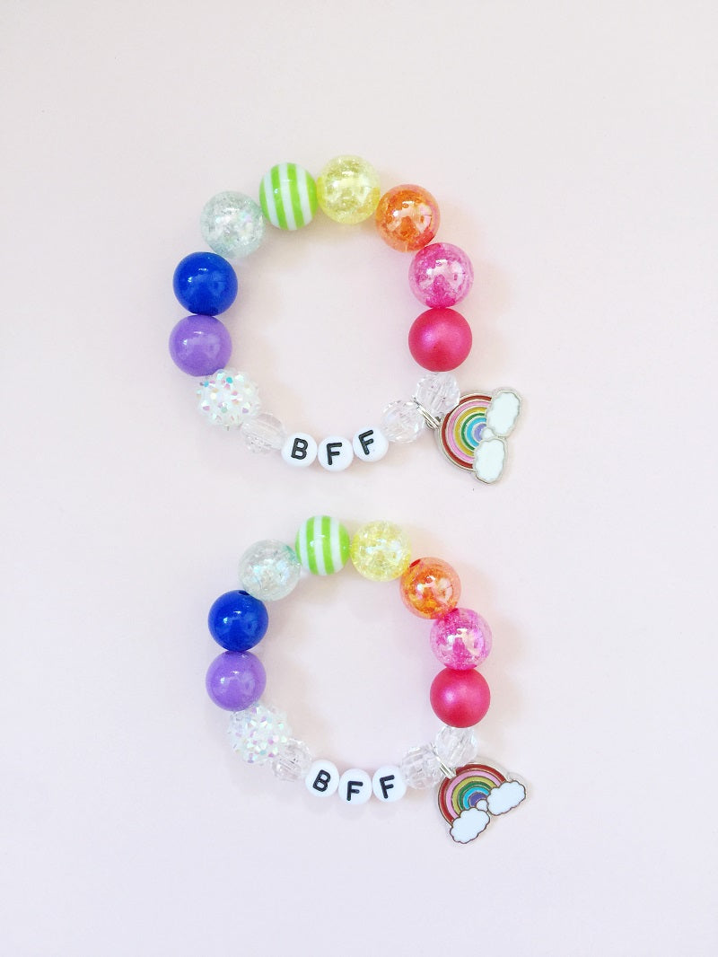 BFF Bracelets with Rainbow Charm - Set of 2