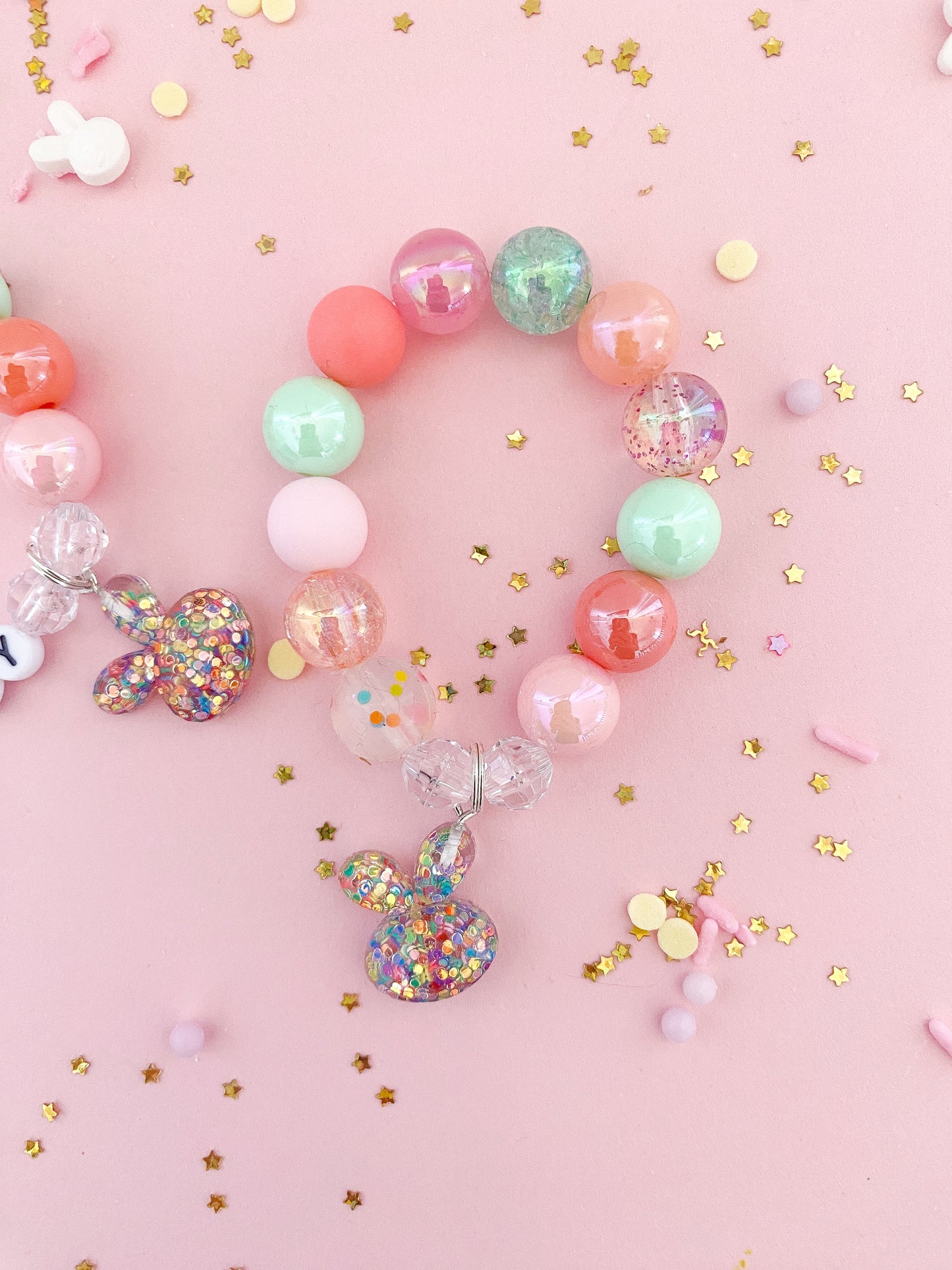 Confetti Bunny Rabbit Charm Bracelet - Customizable