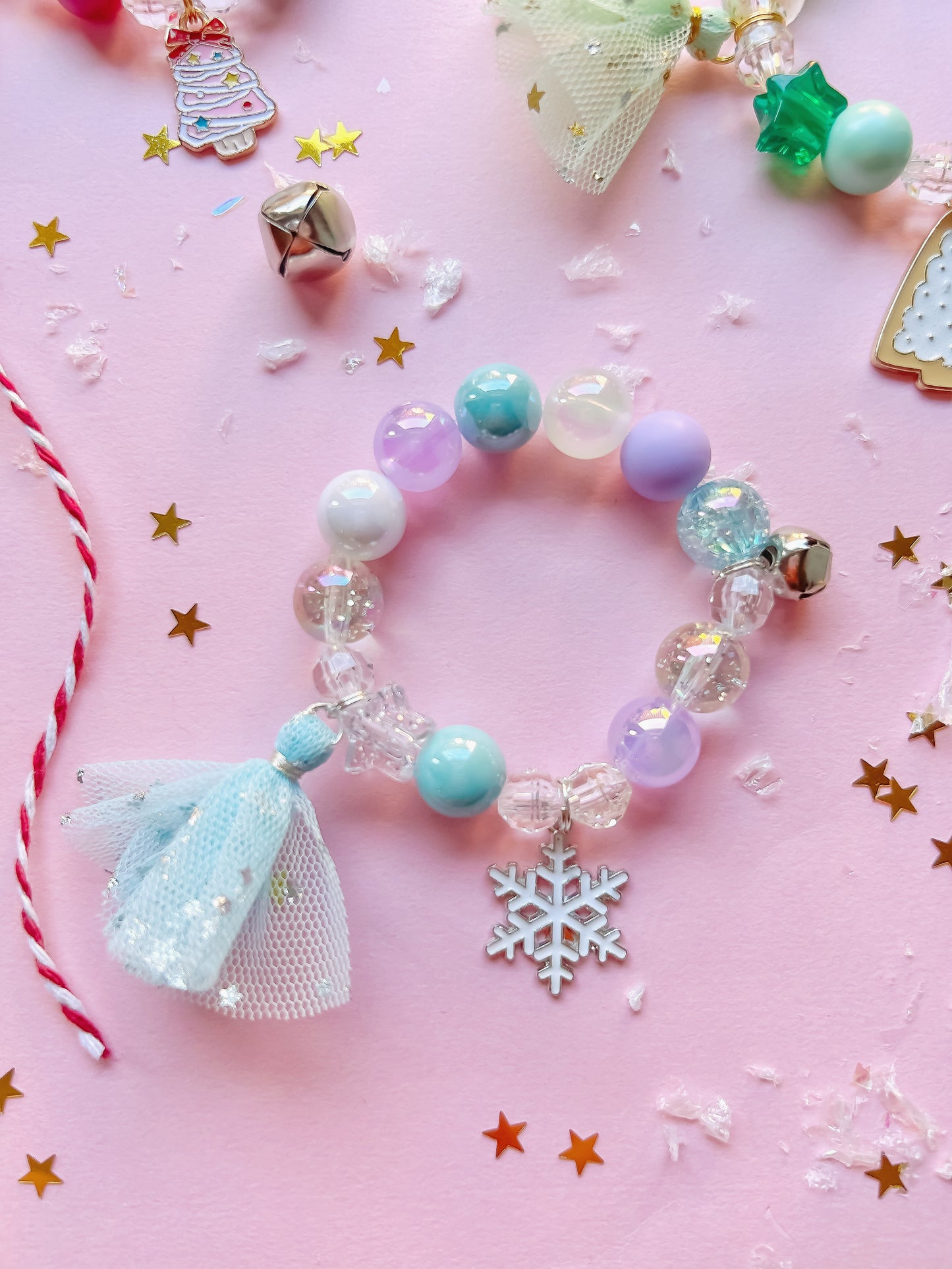 Starlette Collection, Sugarplum Tree, Evergreen Sparkle, Frosted Snowflake Christmas Bracelet