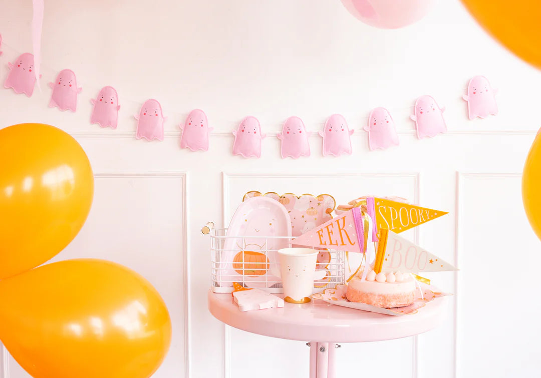 A Little Ghoul Puffy Pink Ghost Felt Banner - Occasions by Shakira