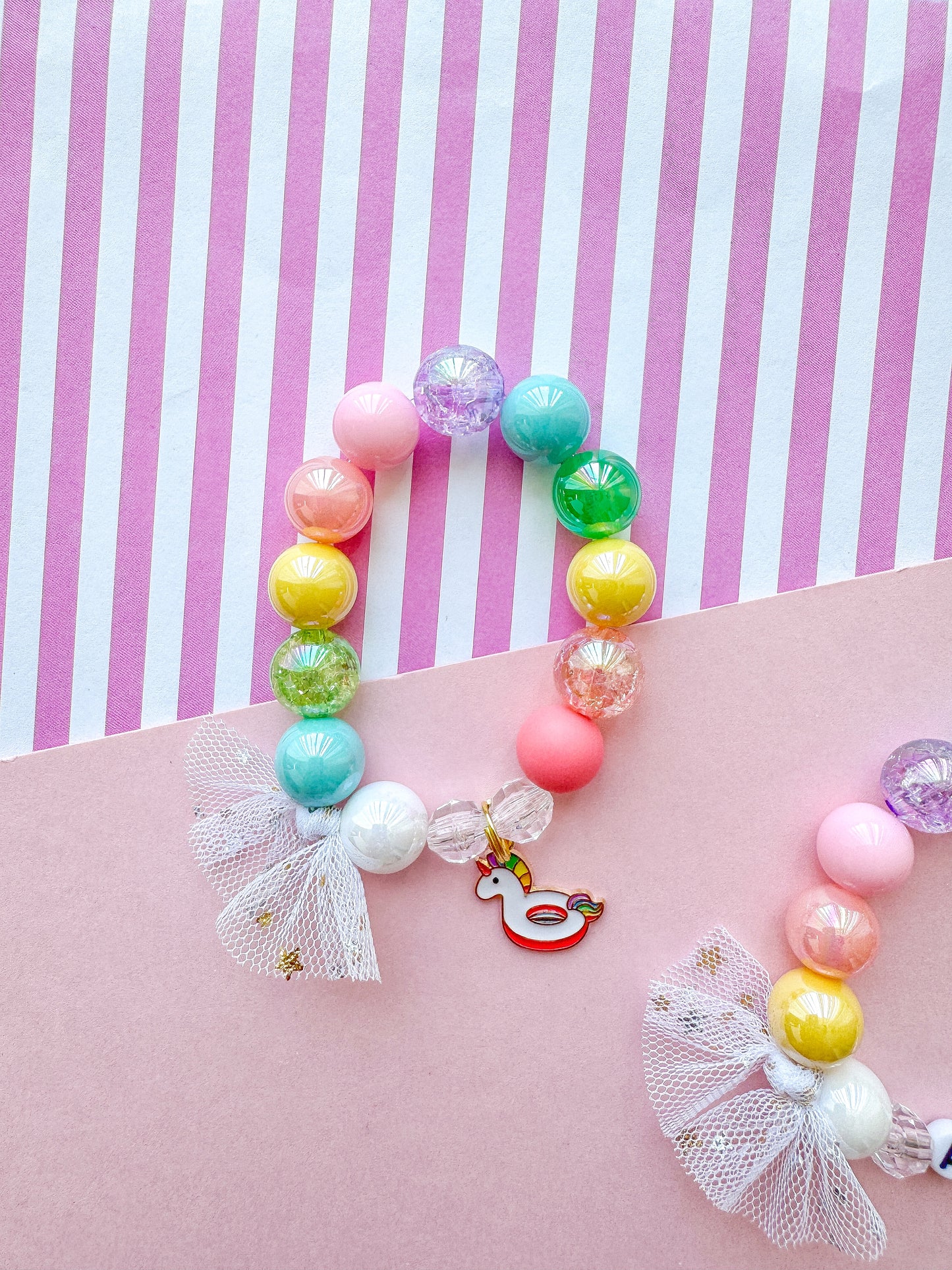Unicorn Pool Float Charm Bracelet Personalized
