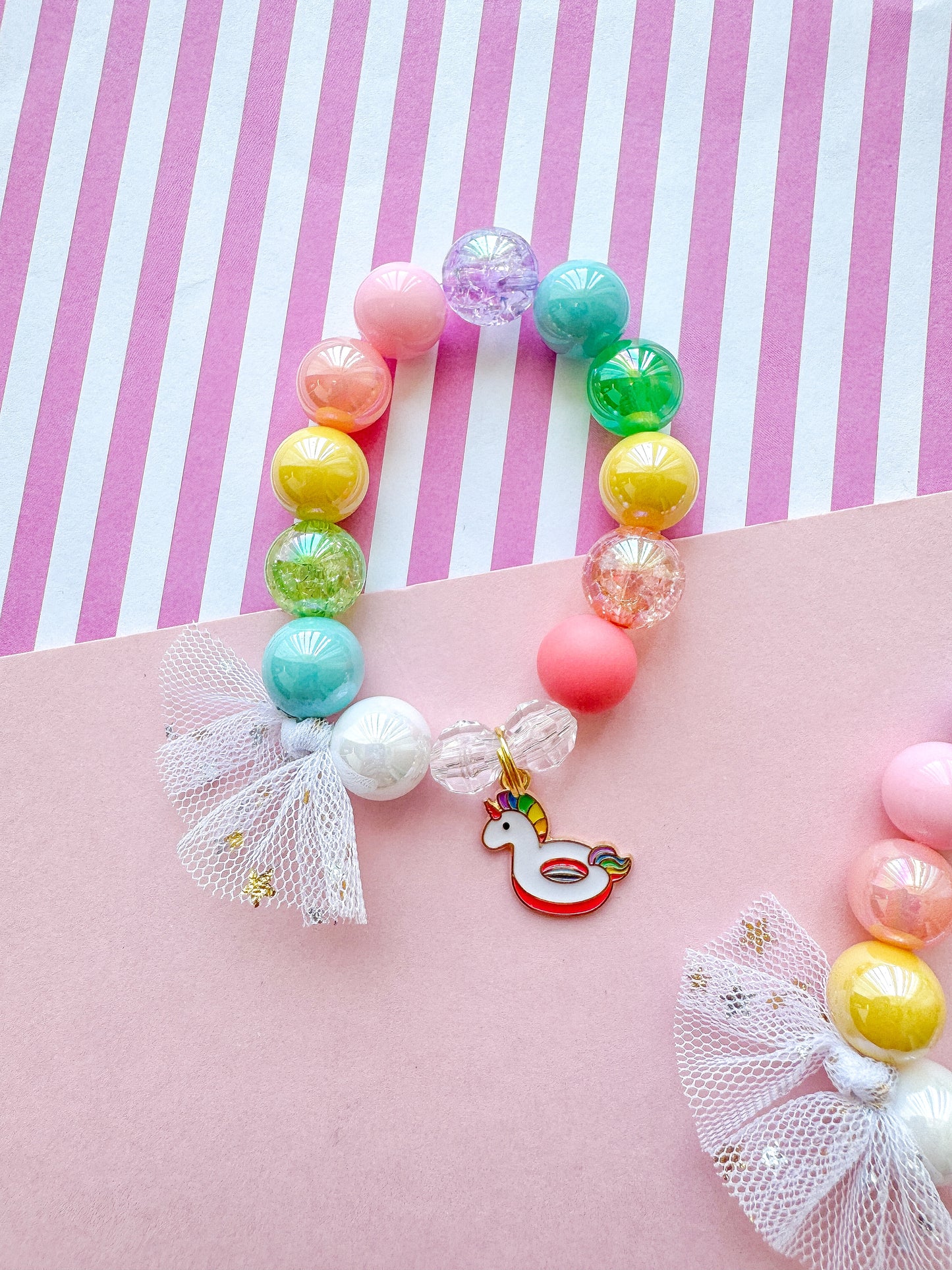 Unicorn Pool Float Charm Bracelet Personalized
