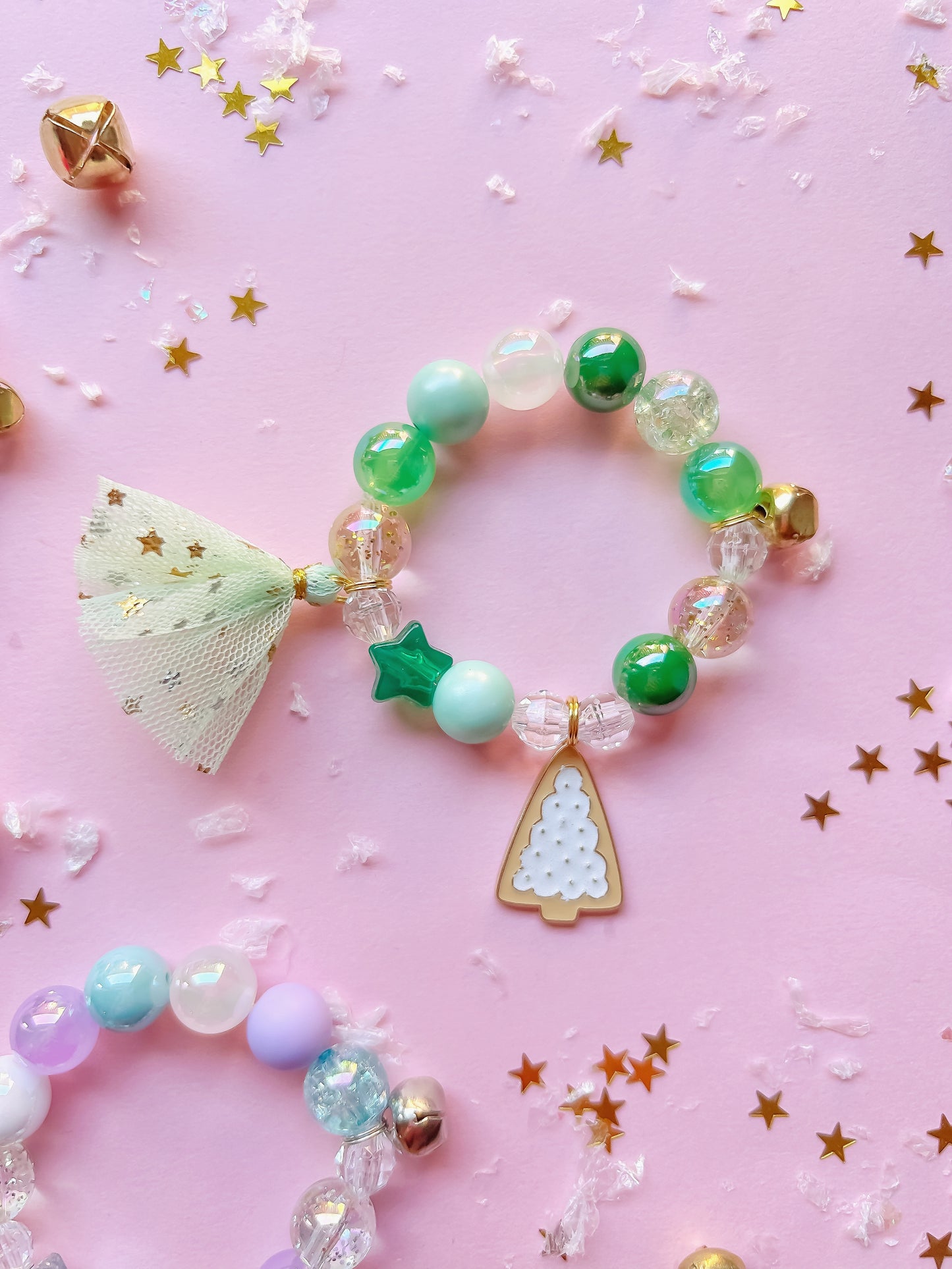 Starlette Collection, Sugarplum Tree, Evergreen Sparkle, Frosted Snowflake Christmas Bracelet