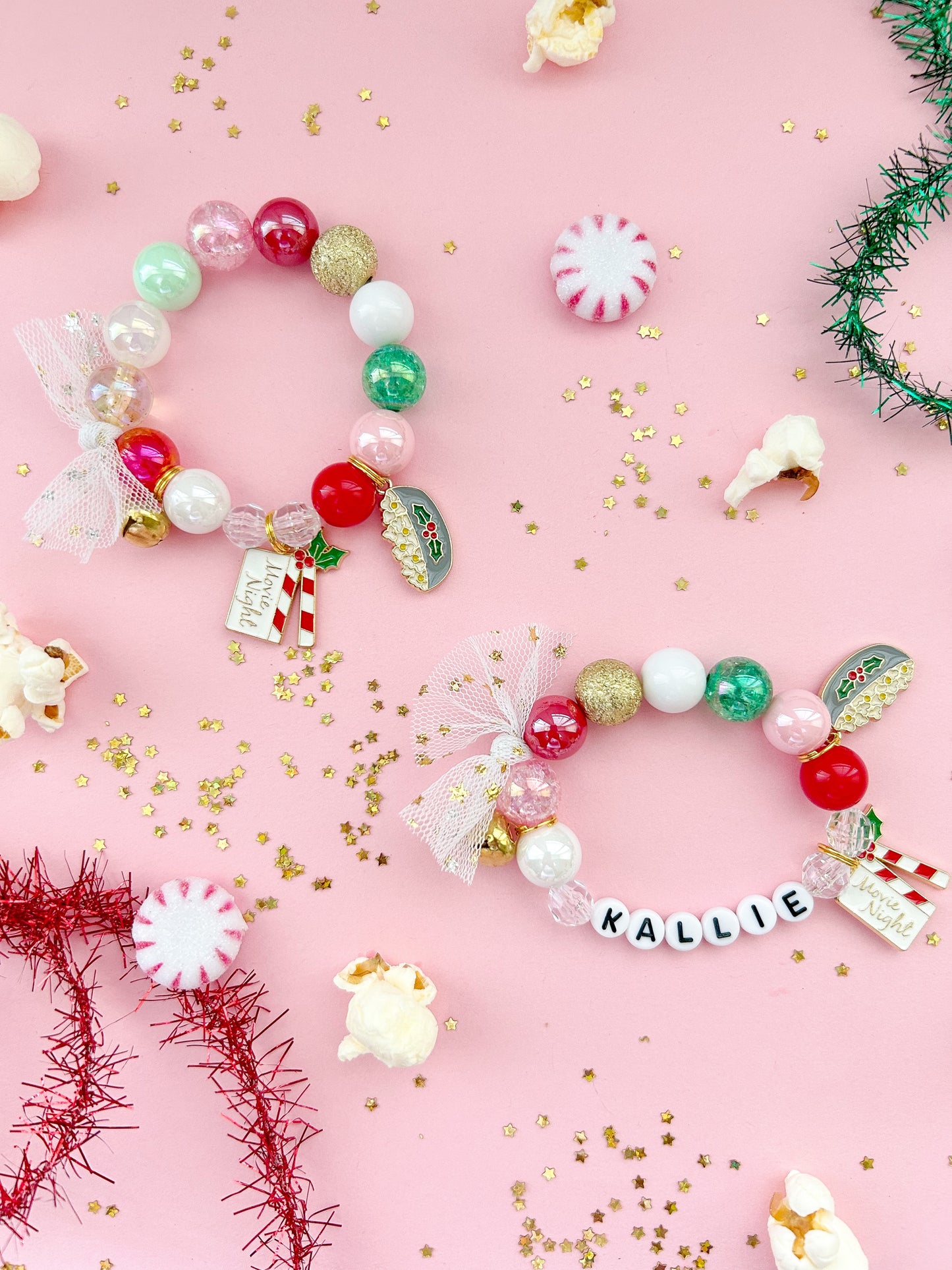 Holiday Christmas Movie Night Charm Bracelet with Jingle Bell