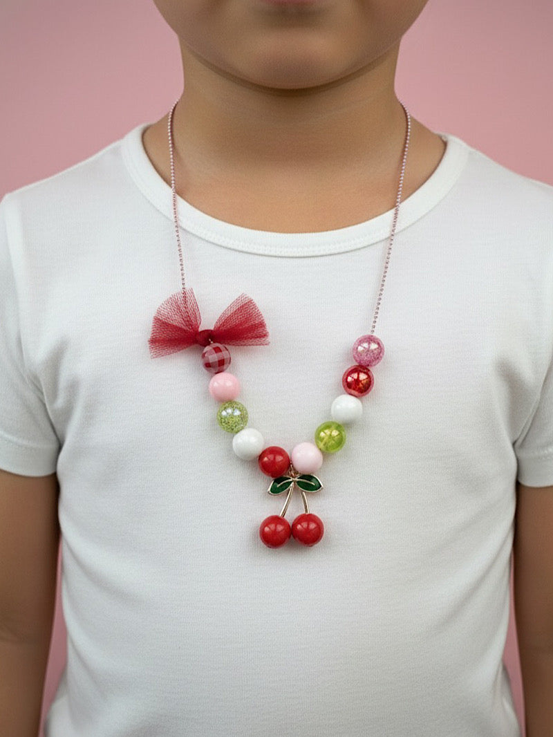 Beaded Cherry Necklace