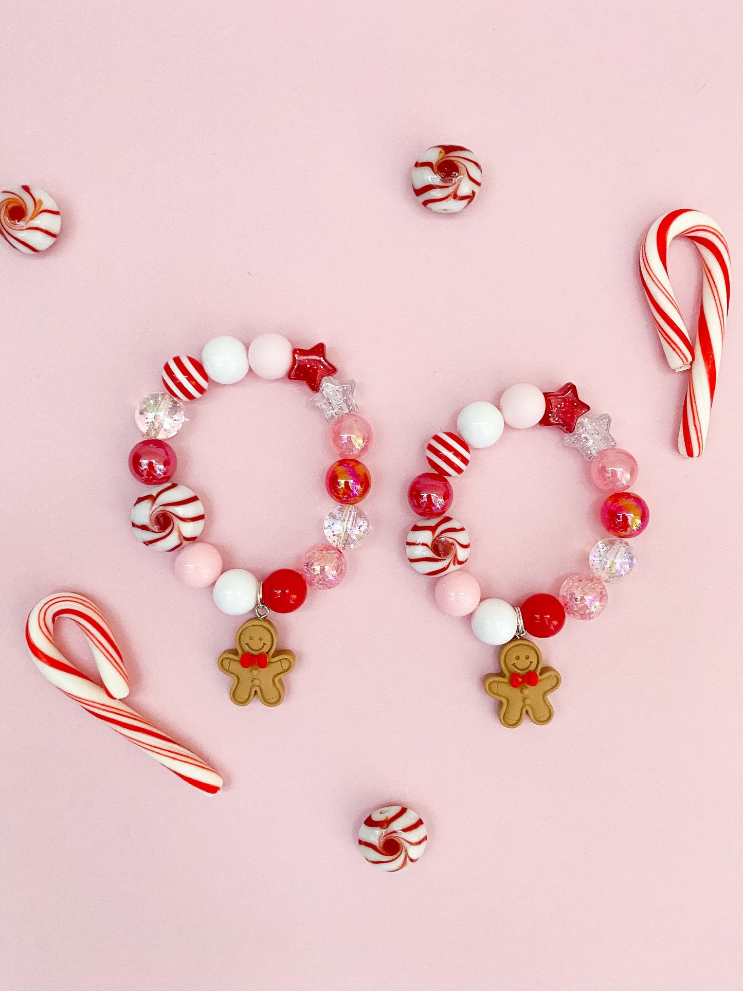 Gingerbread and Peppermint Charm Bracelet - (Kids and Adult sizing)