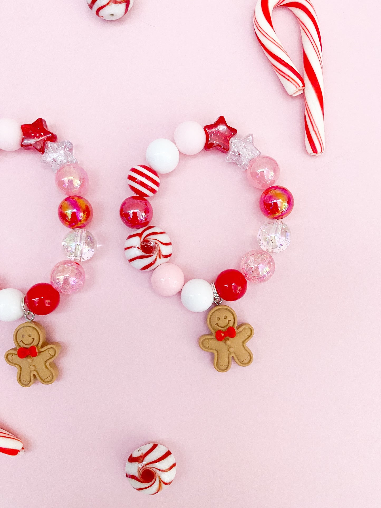 Gingerbread and Peppermint Charm Bracelet - (Kids and Adult sizing)