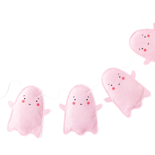 A Little Ghoul Puffy Pink Ghost Felt Banner - Occasions by Shakira