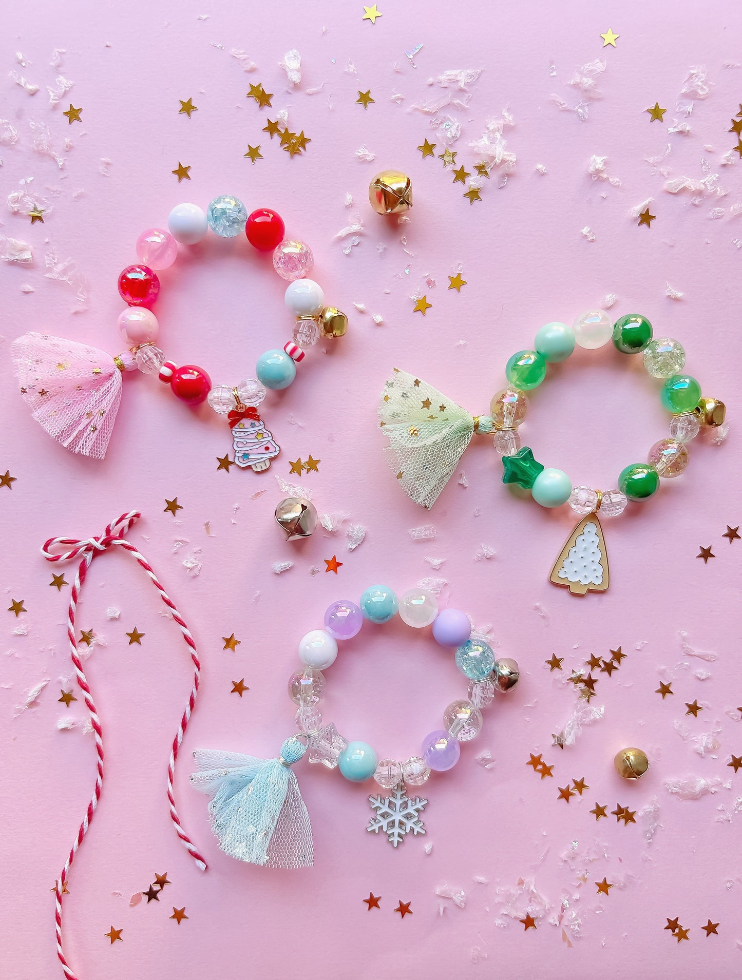 Starlette Collection, Sugarplum Tree, Evergreen Sparkle, Frosted Snowflake Christmas Bracelet