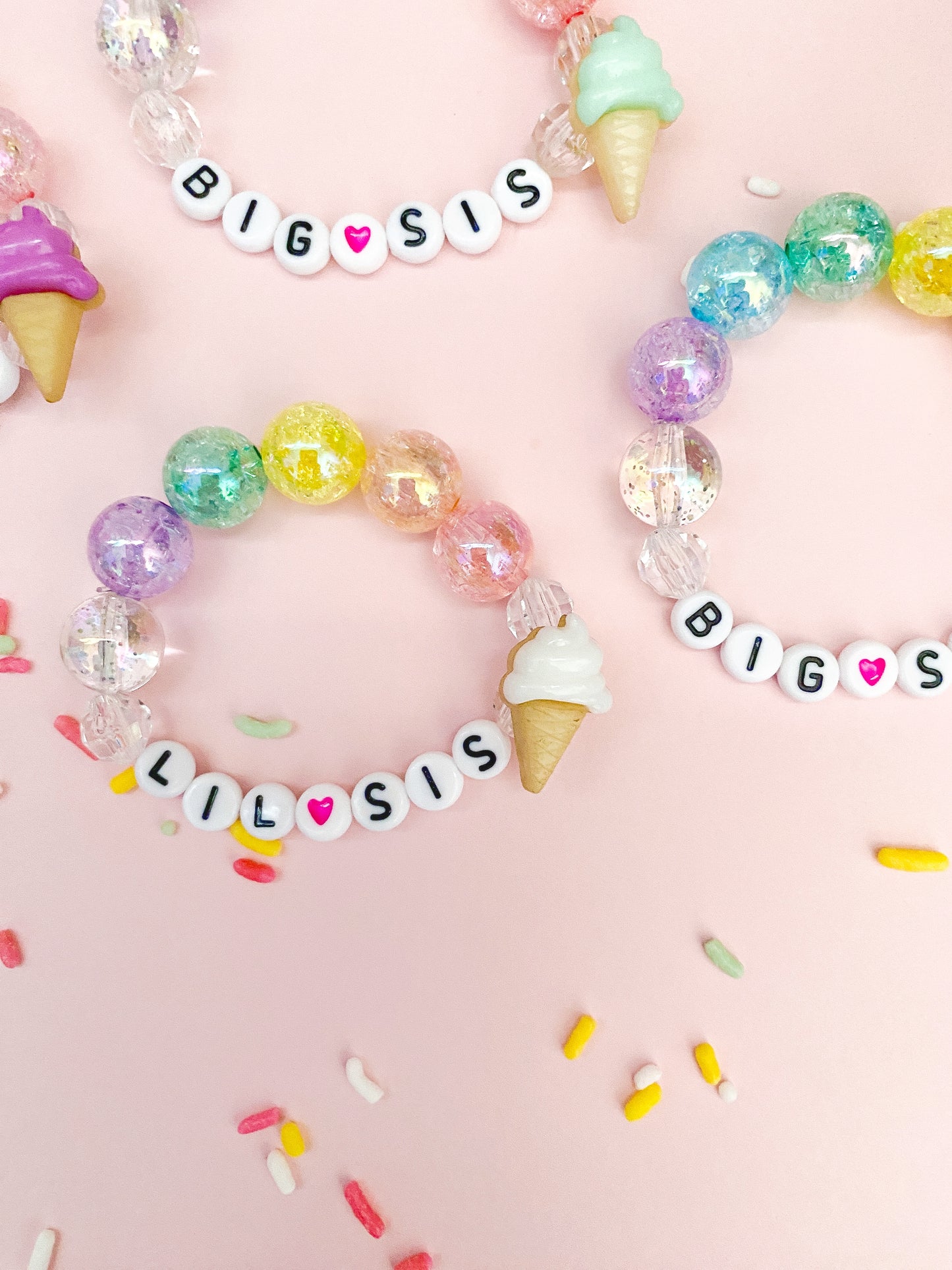 Big Sis OR Lil Sis Ice Cream Charm Bracelet